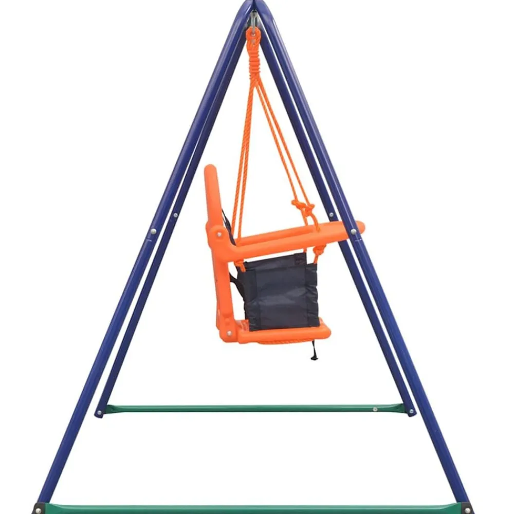 vidaXL Estructuras Para Juegos Al Aire Libre-Columpio individual y columpio para niños 2 en 1 naranja