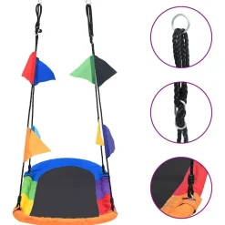 vidaXL Estructuras Para Juegos Al Aire Libre-Columpio nido con banderines 165x70 cm