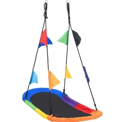 vidaXL Estructuras Para Juegos Al Aire Libre-Columpio nido con banderines 165x70 cm