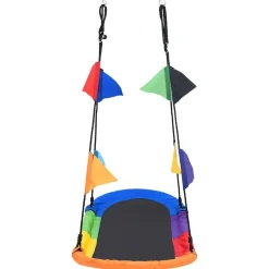 vidaXL Estructuras Para Juegos Al Aire Libre-Columpio nido con banderines 165x70 cm