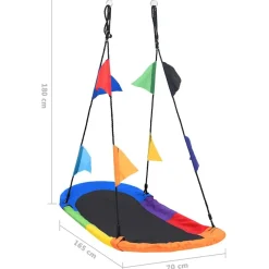 vidaXL Estructuras Para Juegos Al Aire Libre-Columpio nido con banderines 165x70 cm