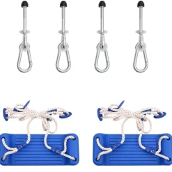 vidaXL Columpios 2 unidades con rocas de escalada polietileno azul Outlet