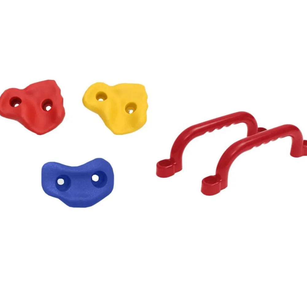 vidaXL Columpios 2 unidades con rocas de escalada polietileno azul Outlet