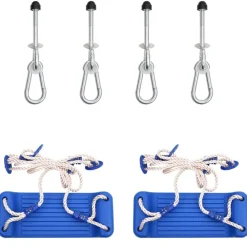 vidaXL Columpios 2 unidades con rocas de escalada polietileno azul Discount