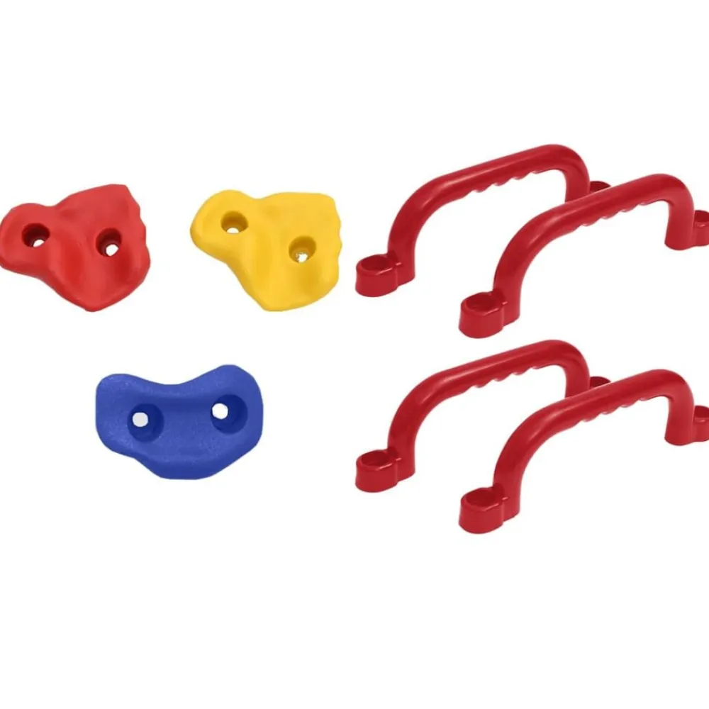 vidaXL Columpios 2 unidades con rocas de escalada polietileno azul Outlet