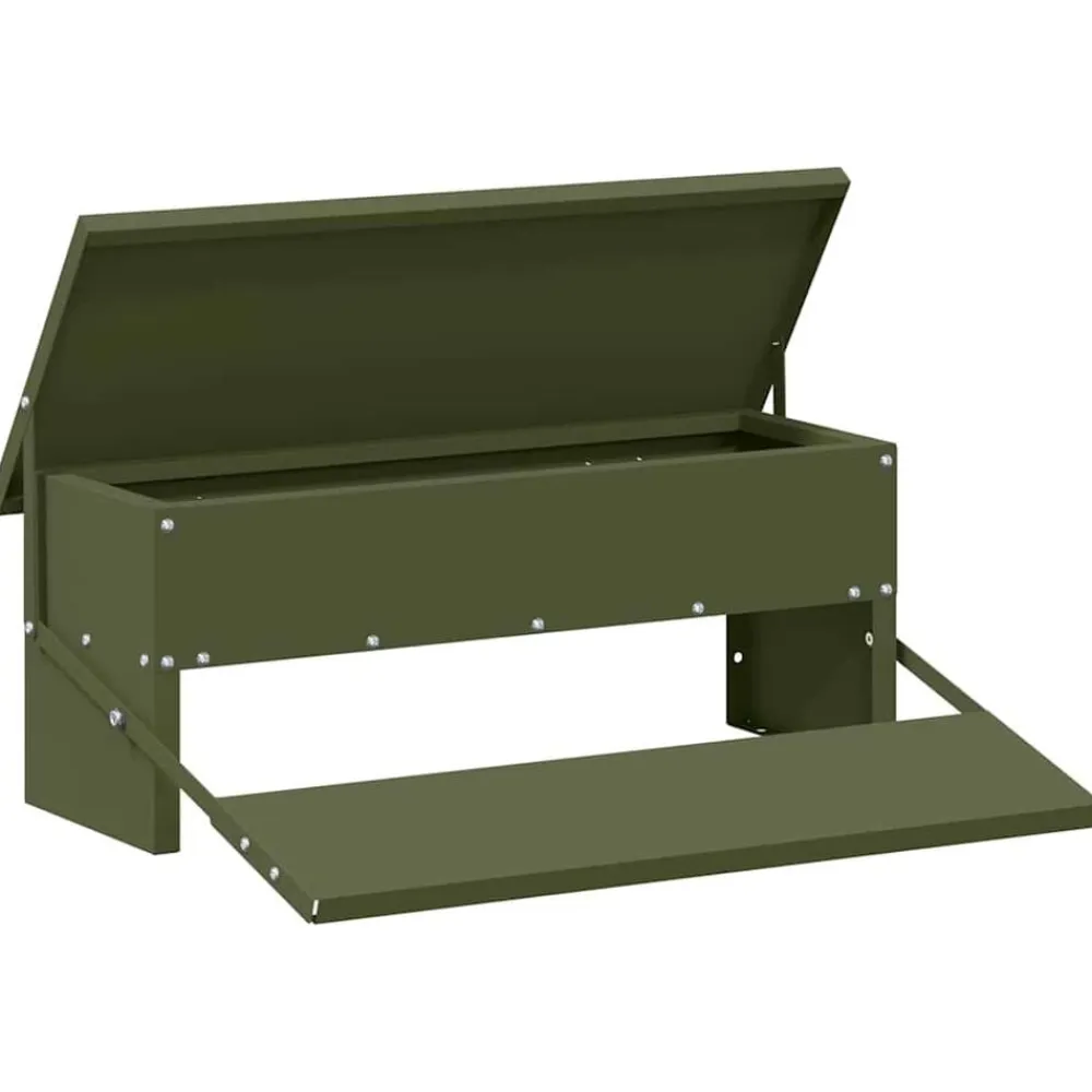 vidaXL Comedero de Pedal para Pollos 48,5 x 39,5 x 19 cm Verde oliva Clearance