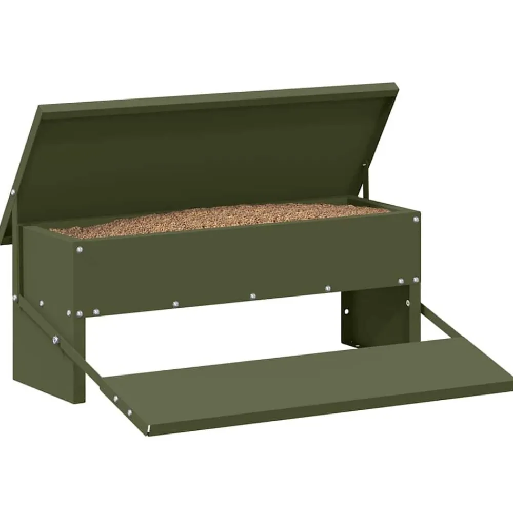 vidaXL Comedero de Pedal para Pollos 48,5 x 39,5 x 19 cm Verde oliva Clearance