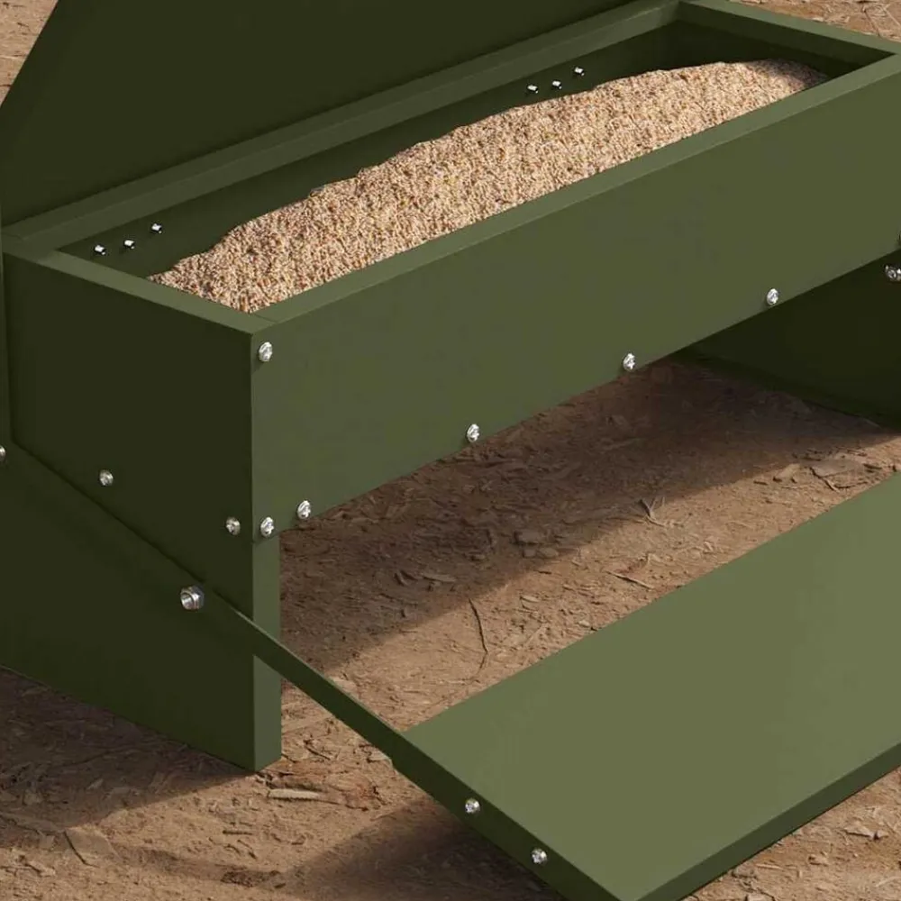 vidaXL Comedero de Pedal para Pollos 48,5 x 39,5 x 19 cm Verde oliva Clearance