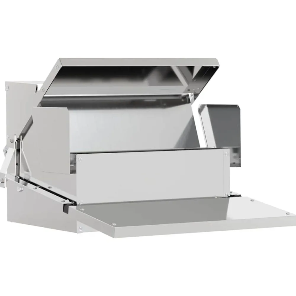 vidaXL Productos Para Mascotas-Comedero de Pedal para Pollos Plateado 50 x 40 x 29 cm