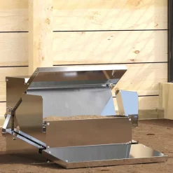 vidaXL Productos Para Mascotas-Comedero de Pedal para Pollos Plateado 50 x 40 x 29 cm