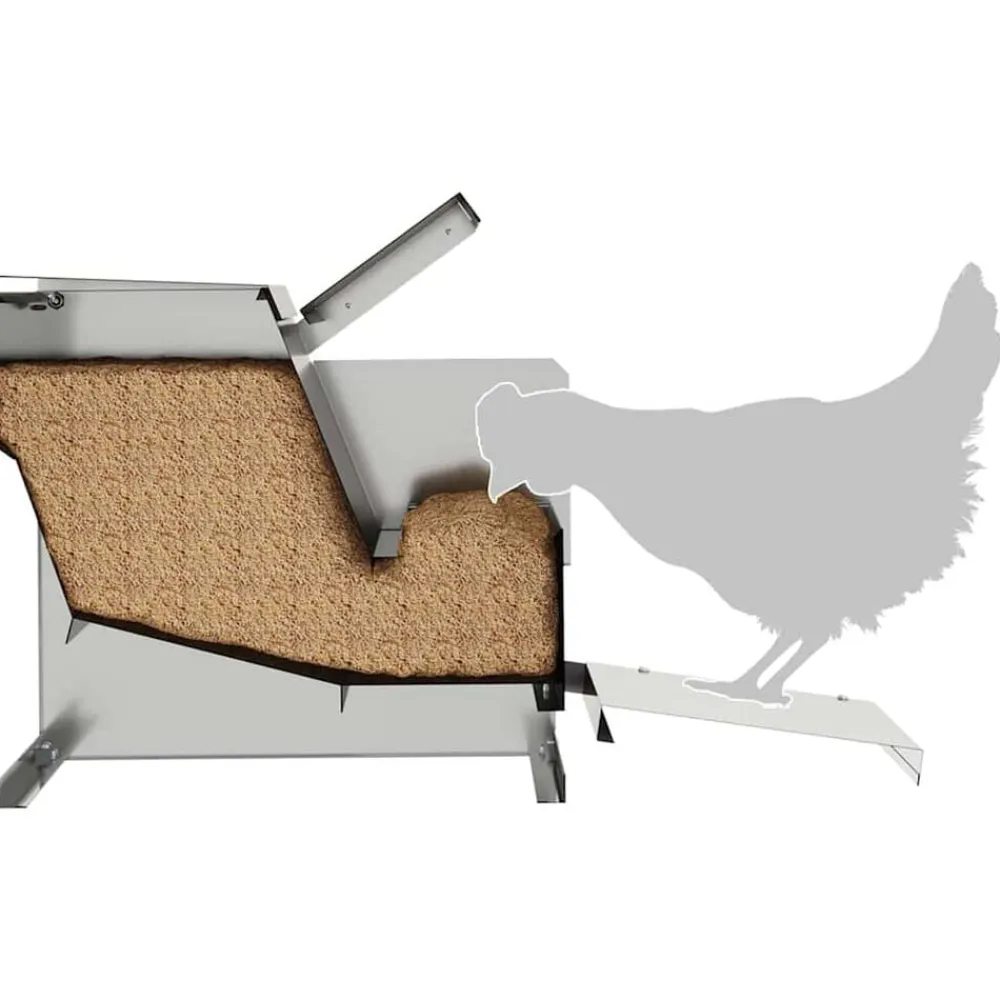 vidaXL Productos Para Mascotas-Comedero de Pedal para Pollos Plateado 50 x 40 x 29 cm