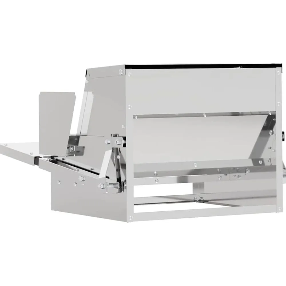 vidaXL Productos Para Mascotas-Comedero de Pedal para Pollos Plateado 50 x 40 x 29 cm