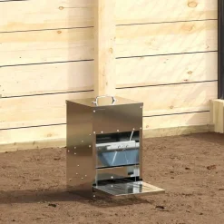 vidaXL Productos Para Mascotas-Comedero de Pedal para Pollos Plateado 25 x 42 x 40 cm