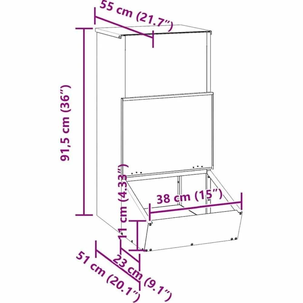vidaXL Productos Para Mascotas-Comedero para Cerdo Plateado 55 x 38 x 76 cm