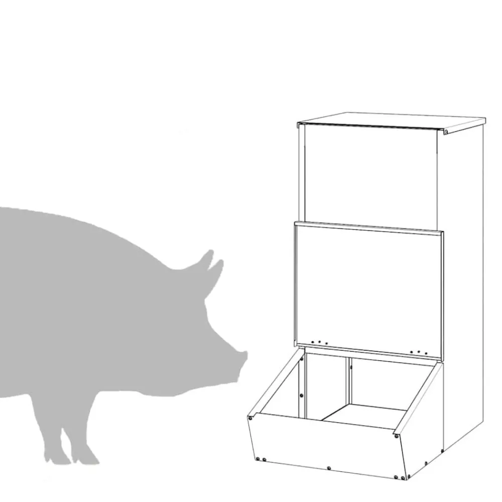 vidaXL Productos Para Mascotas-Comedero para Cerdo Plateado 55 x 38 x 76 cm