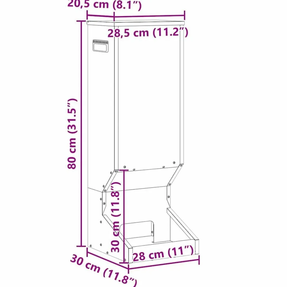 vidaXL Comedero para ciervos 28 x 30 x 80 cm Negro Discount