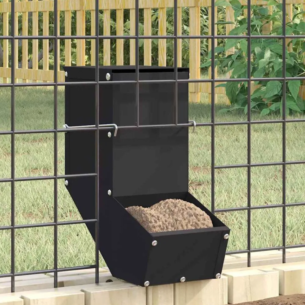 vidaXL Comedero para Conejos 12,5 x 26 x 28,5 cm Negro Hot