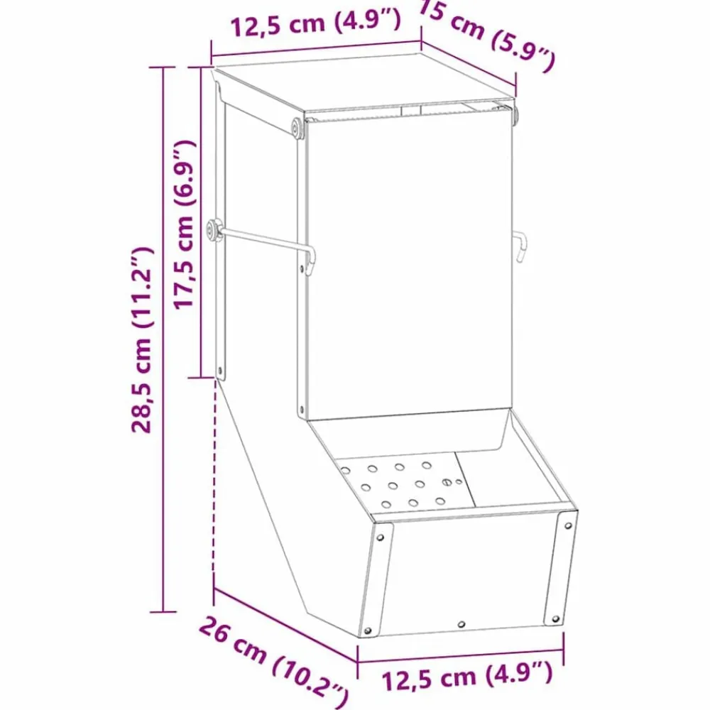 vidaXL Comedero para Conejos 12,5 x 26 x 28,5 cm Negro Hot