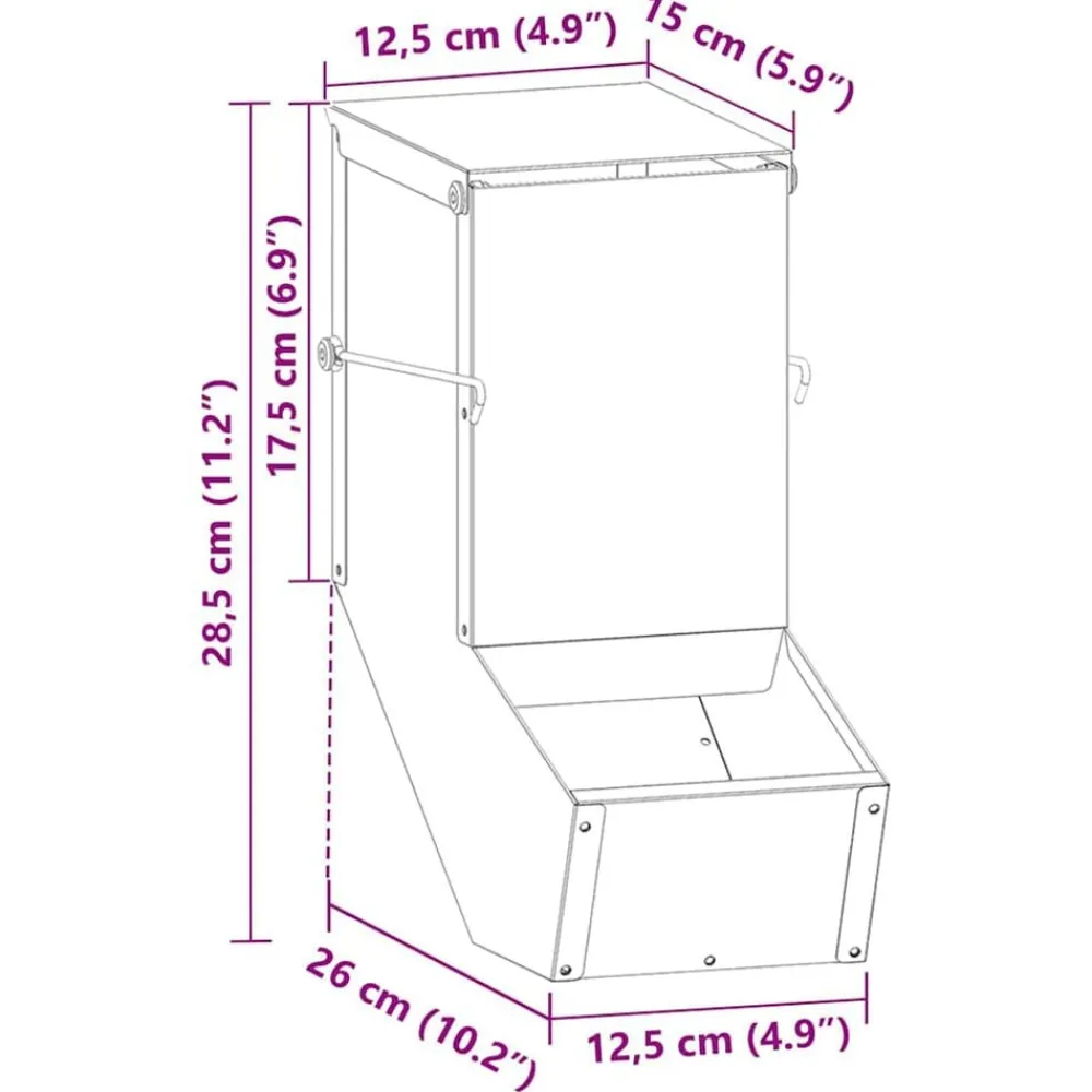 vidaXL Comedero para Conejos 12,5 x 26 x 28,5 cm Negro Best