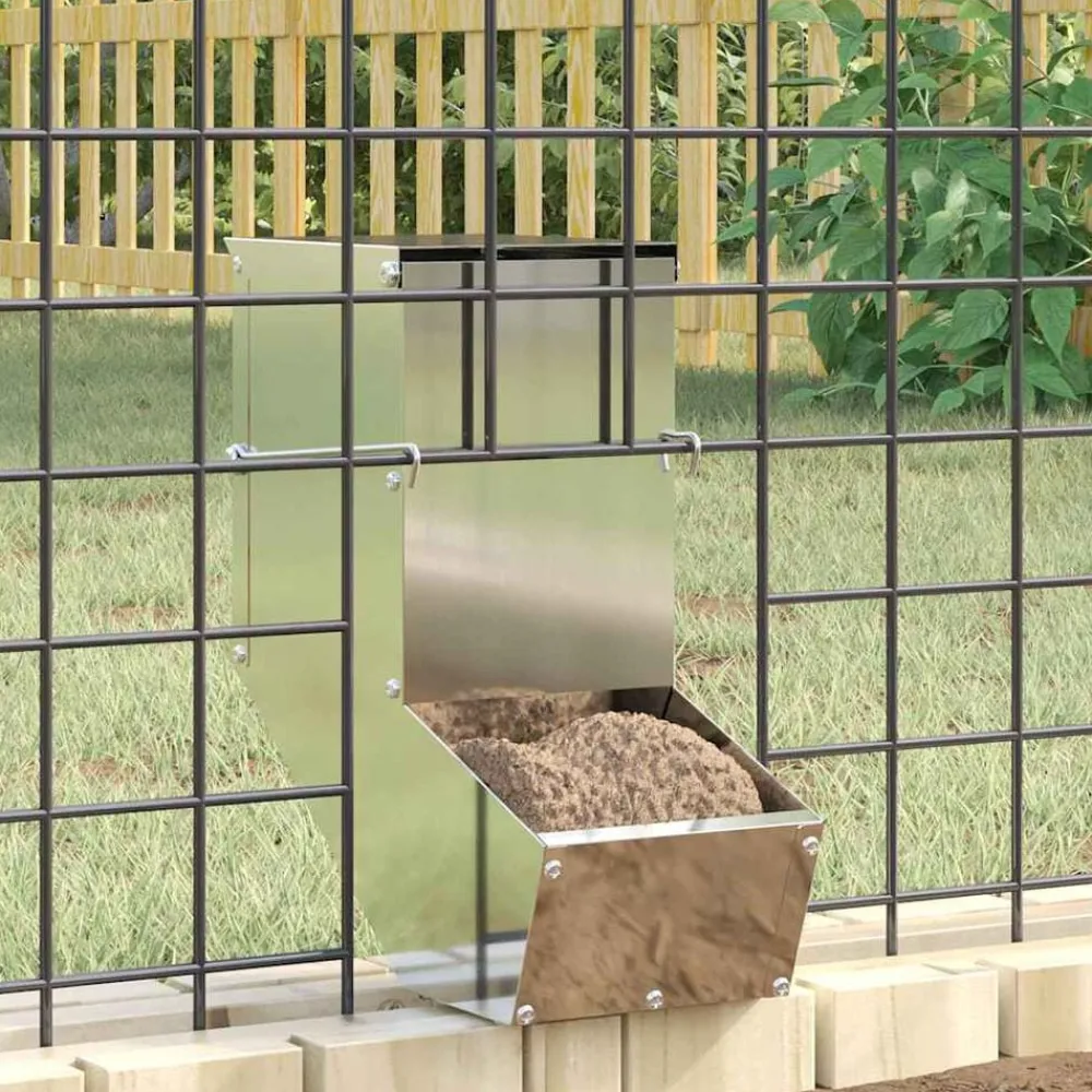 vidaXL Comedero para Conejos Plateado 12,5 x 26 x 28,5 cm Acero galvanizado Clearance