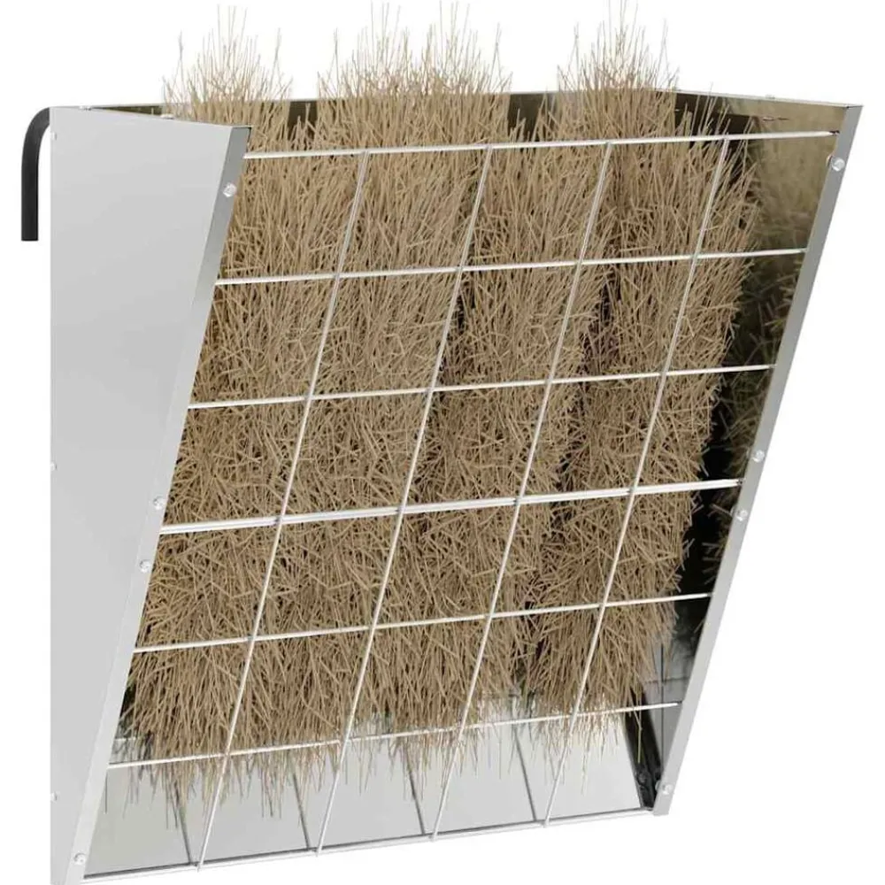 vidaXL Comedero para Heno Colgante Plateado 61 x 33 x 66 cm Acero galvanizado Discount