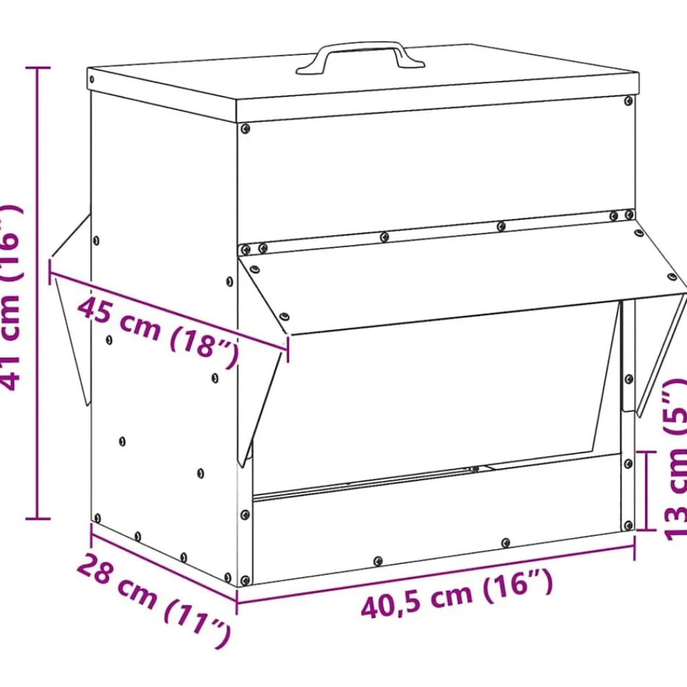 vidaXL Productos Para Mascotas-Comedero para pollos 40,5 x 45 x 41 cm