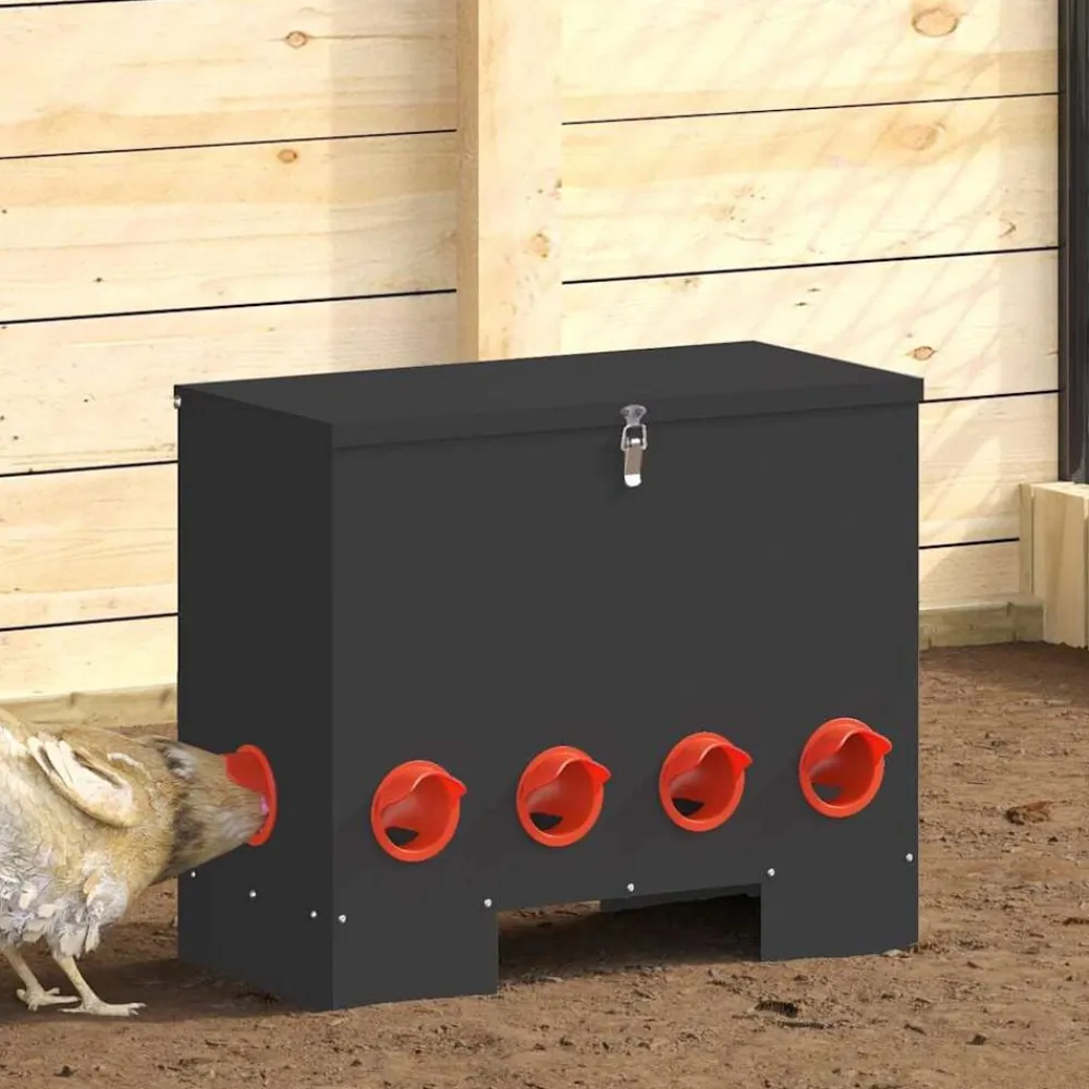 vidaXL Comedero para pollos 60,5 x 29 x 51 cm Negro Best