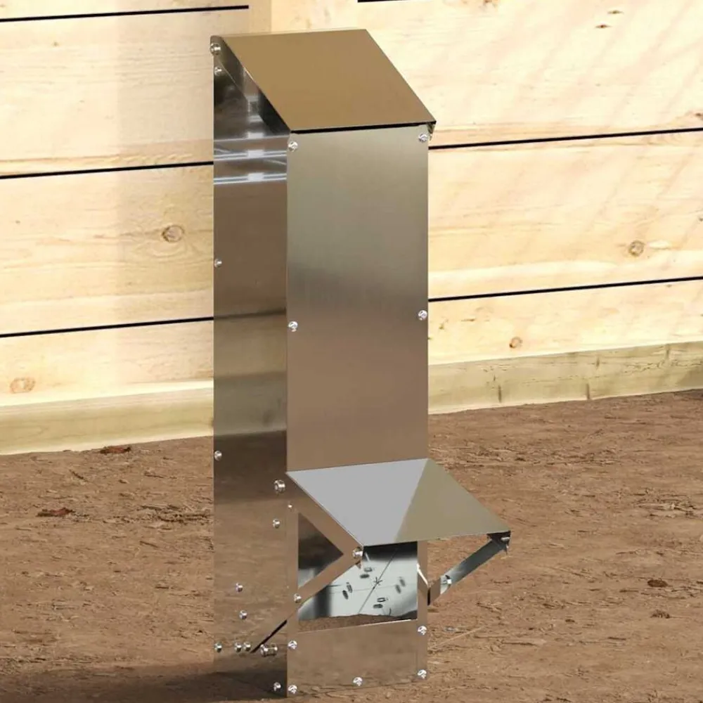 vidaXL Comedero para pollos Plateado 13 x 12 x 51 cm Acero galvanizado Best