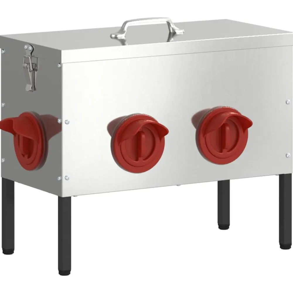vidaXL Productos Para Mascotas-Comedero para pollos Plateado 41,5 x 20,5 x 33 cm