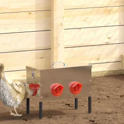 vidaXL Productos Para Mascotas-Comedero para pollos Plateado 41,5 x 20,5 x 33 cm
