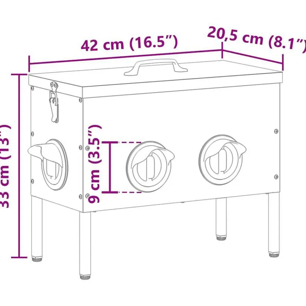 vidaXL Productos Para Mascotas-Comedero para pollos Plateado 41,5 x 20,5 x 33 cm