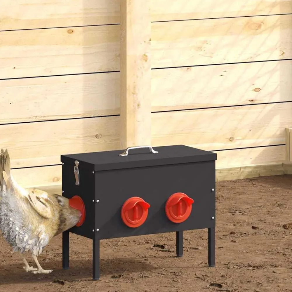 vidaXL Comedero para pollos 41,5 x 20,5 x 33 cm Negro New