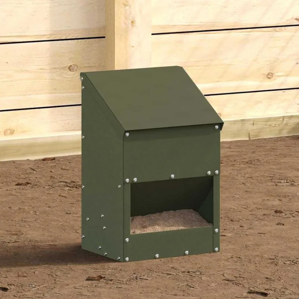 vidaXL Comedero para pollos 21 x 16 x 33 cm Verde oliva Discount
