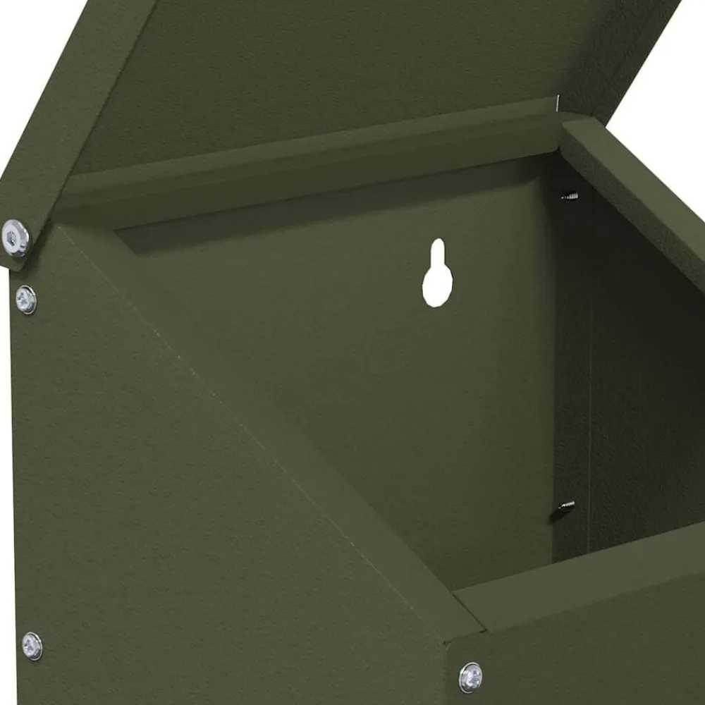 vidaXL Comedero para pollos 21 x 16 x 33 cm Verde oliva Discount