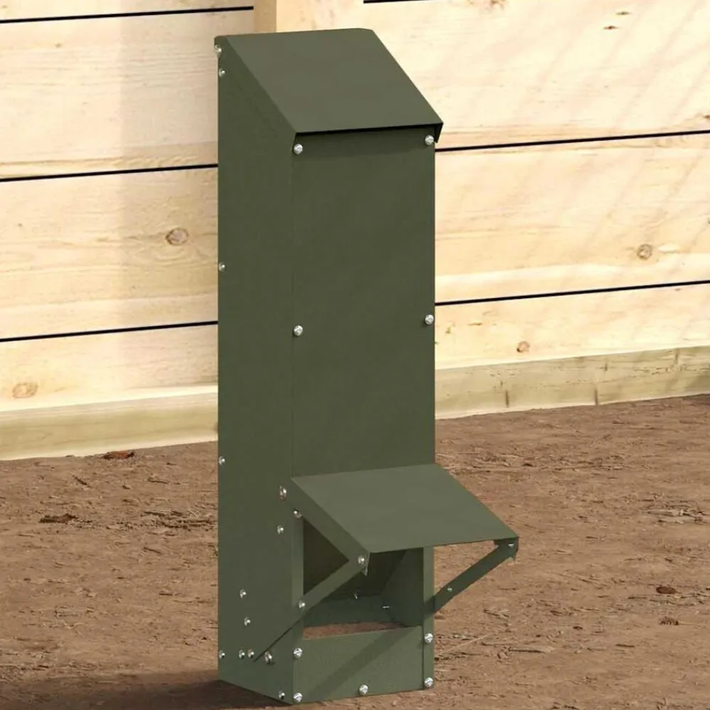 vidaXL Comedero para pollos 13 x 12 x 51 cm Verde oliva New