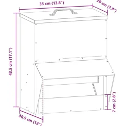 vidaXL Productos Para Mascotas-Comedero para pollos 20 x 25 x 35 cm