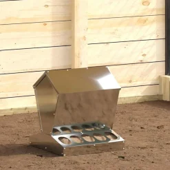 vidaXL Comedero para pollos Plateado 40 x 40 x 45 cm Acero galvanizado