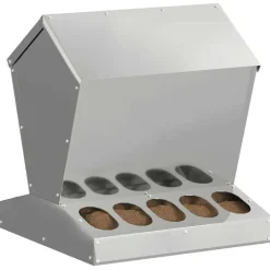 vidaXL Comedero para pollos Plateado 40 x 40 x 45 cm Acero galvanizado
