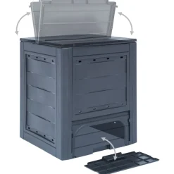 vidaXL Jardín-Compostador de jardín gris 60x60x73 cm 260 L
