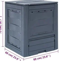 vidaXL Jardín-Compostador de jardín gris 60x60x73 cm 260 L