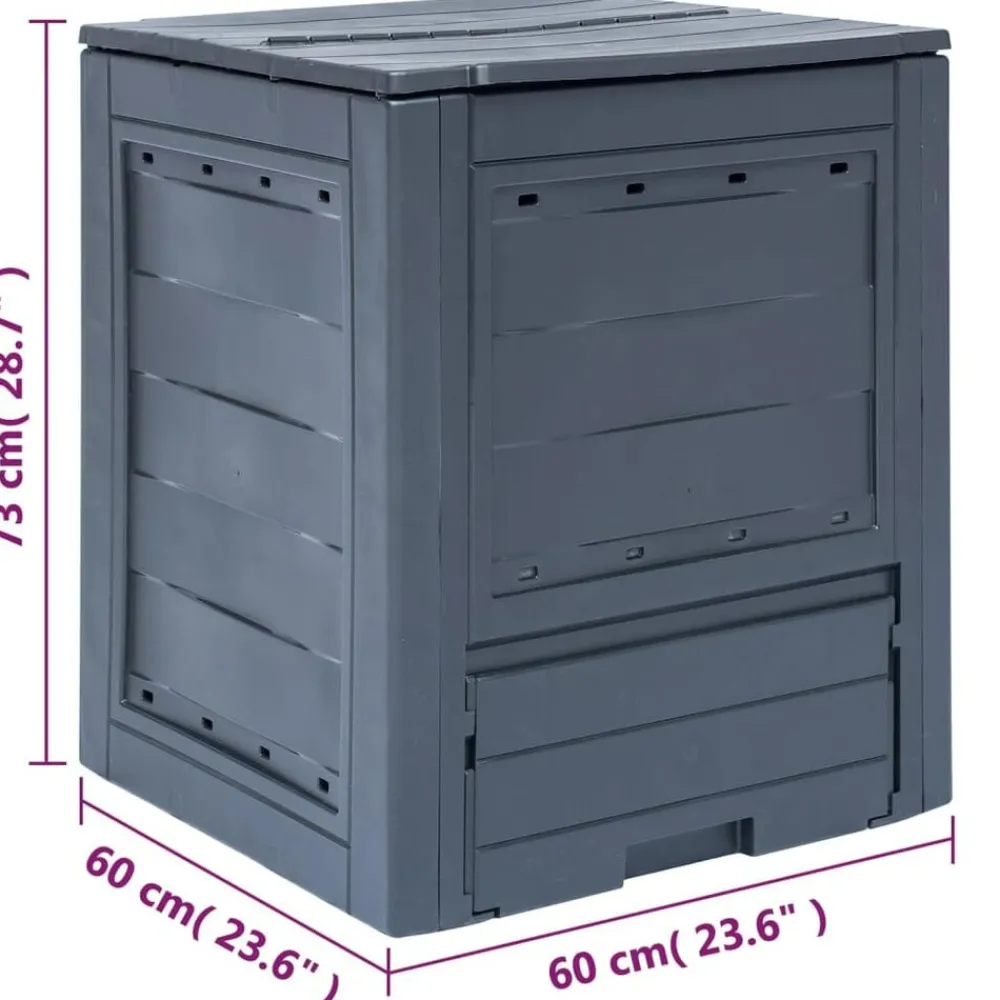 vidaXL Jardín-Compostador de jardín gris 60x60x73 cm 260 L