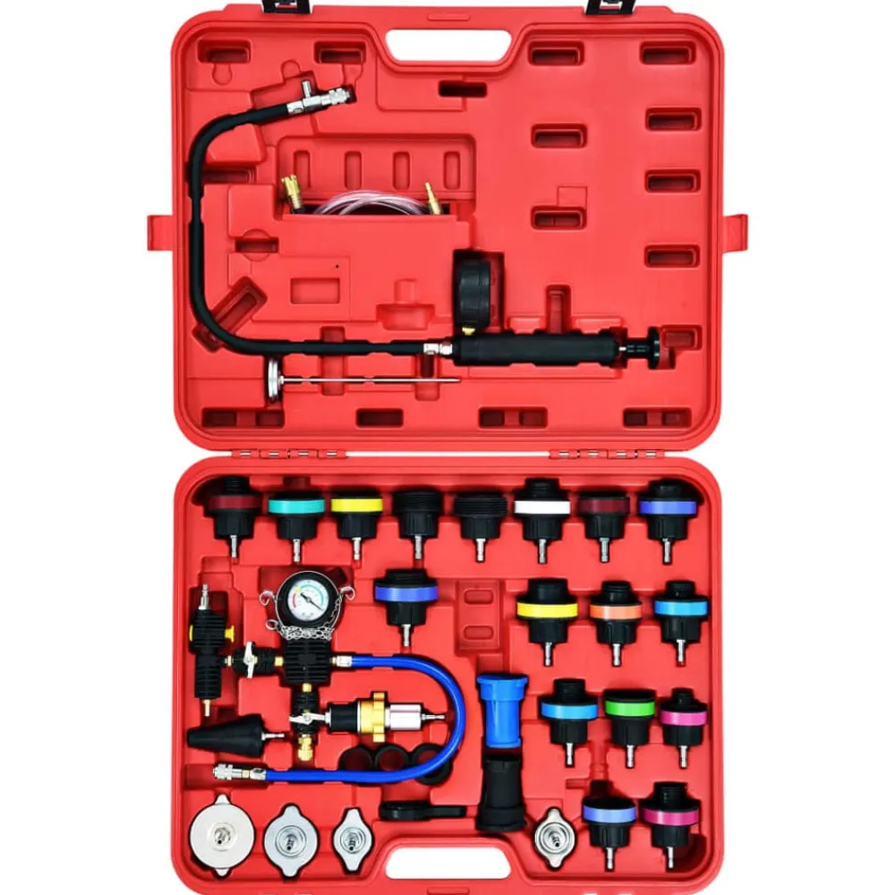 vidaXL Equipo & Herramientas De Taller-Comprobador presión circuito refrigeración y radiador 28 piezas