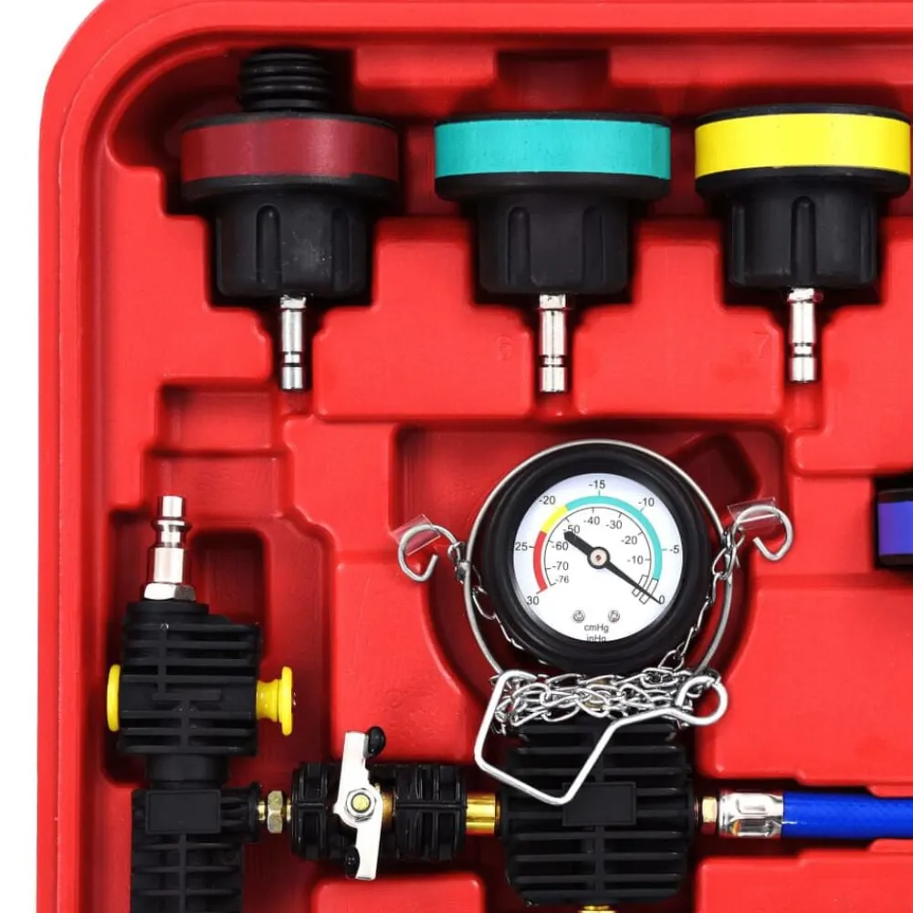 vidaXL Equipo & Herramientas De Taller-Comprobador presión circuito refrigeración y radiador 28 piezas