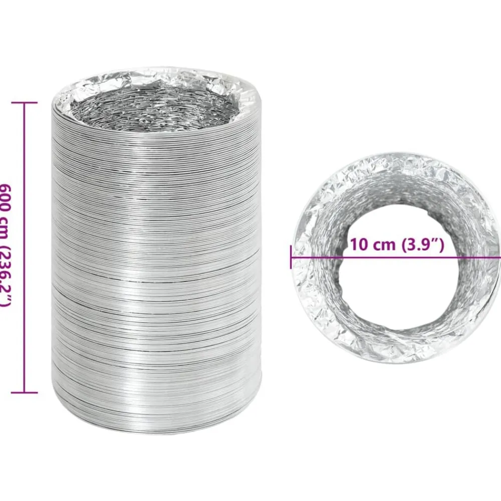 vidaXL Ventilación Y Calefacción-Conducto de ventilación de aluminio 6 m Ø10 cm