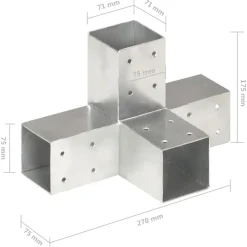 vidaXL Conector de postes en forma de X metal galvanizado 71x71 mm Discount