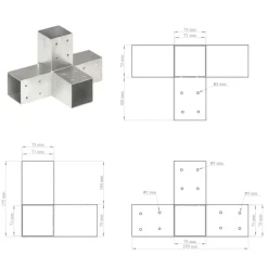 vidaXL Conector de postes en forma de X metal galvanizado 71x71 mm Discount