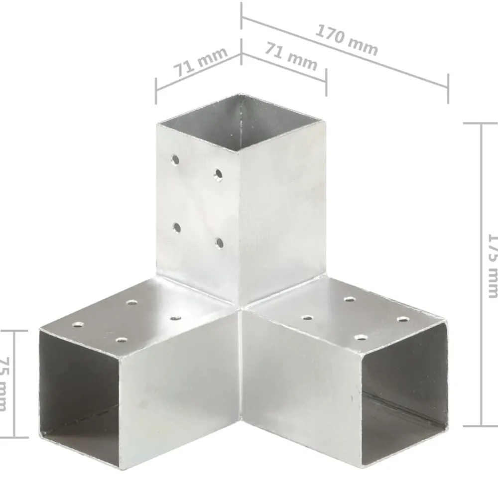vidaXL Conectores de postes en forma de Y metal galvanizado 71x71 mm Clearance