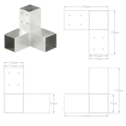 vidaXL Conectores de postes en forma de Y metal galvanizado 71x71 mm Clearance