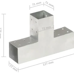 vidaXL Conectores de postes en forma de T metal galvanizados 71x71 mm Best