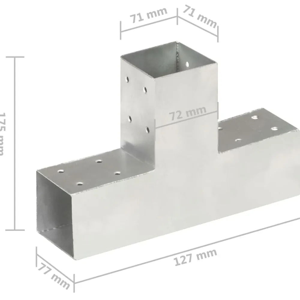 vidaXL Conectores de postes en forma de T metal galvanizados 71x71 mm Best